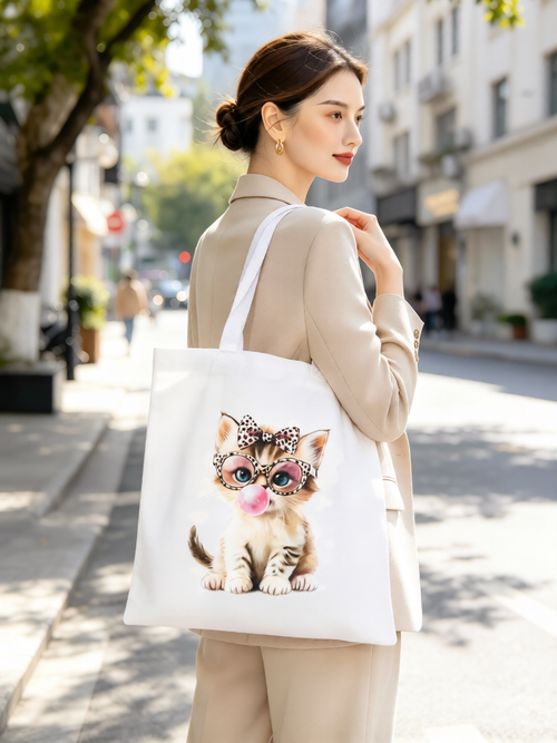 Bubblegum Kitty Canvas Tote Bag